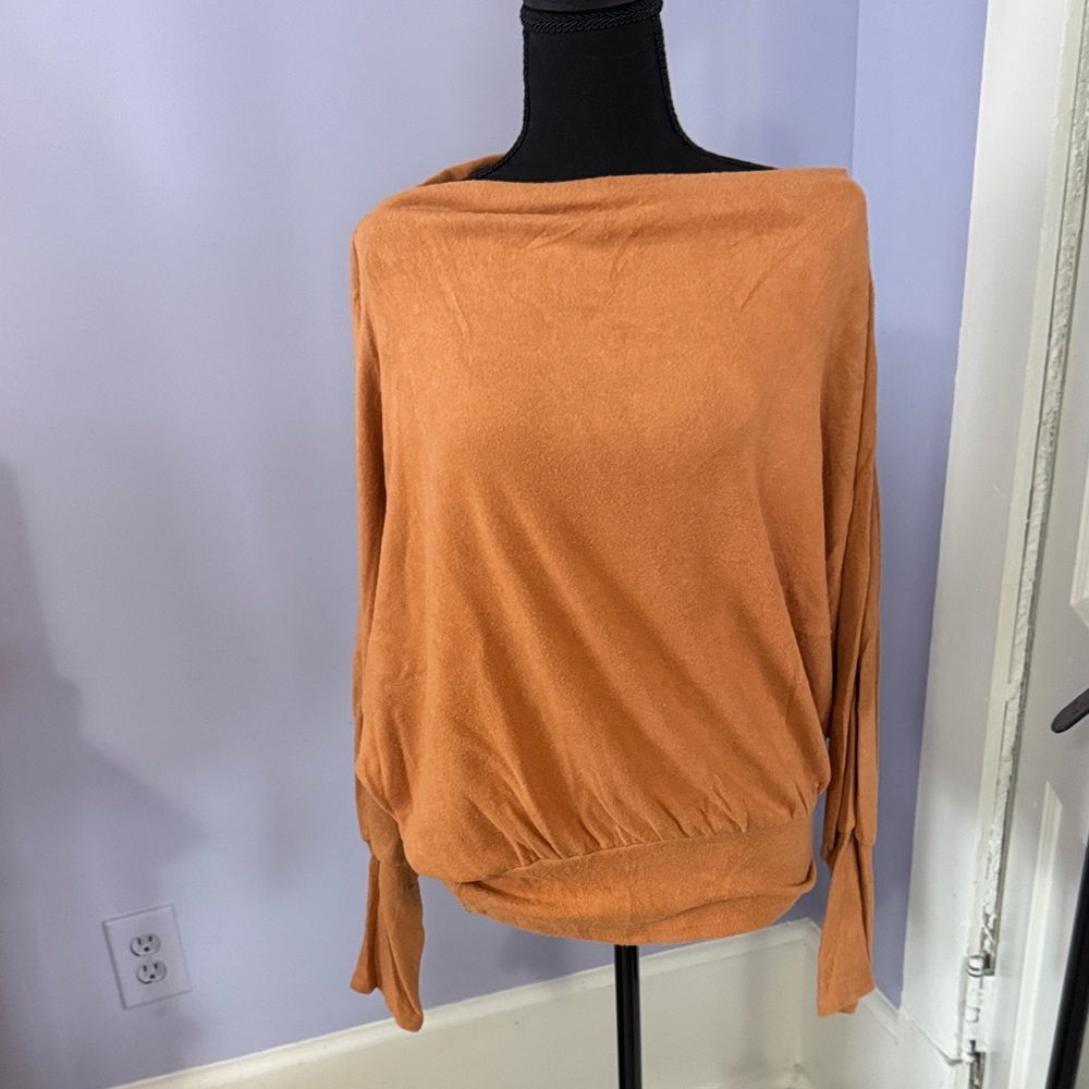 Kori Elegant Women's Rust Orange Sweater - Boat neck